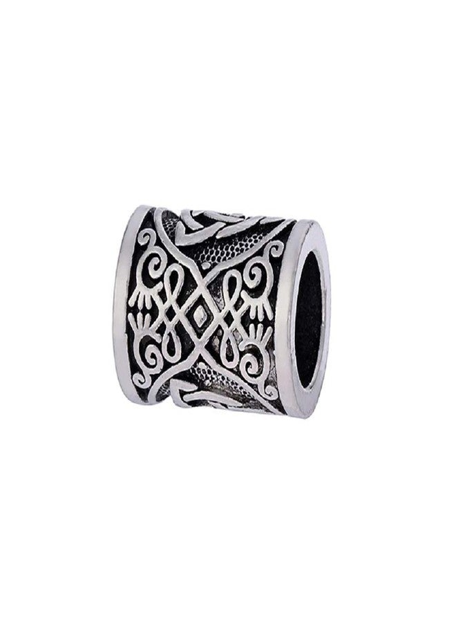 Yahpetes Norse Viking Rune Beads 2 Pcs Hair Beard Pendants Antique 0.59"X0.47" Norse Rings Silver Metal Clips Cuffs Rings Vikings Jewelry for Hair Decoration - Image 4